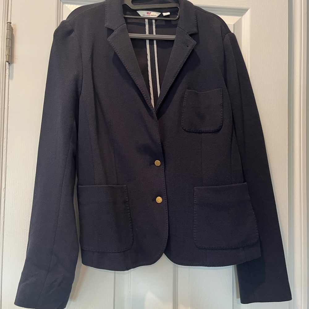 Vineyard Vibes Navy Blue Blazer Size 12 (Knit Material)